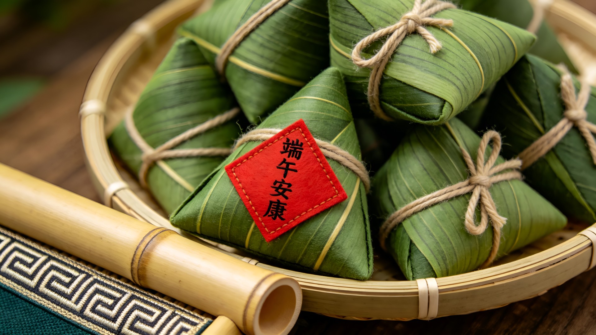 摄图网_604774767_banner_粽叶包裹粽子摆放在竹盘上端午安康(企业商用) 摄图网_604774767_banner_粽叶包裹粽子摆放在竹盘上端午安康(企业商用)